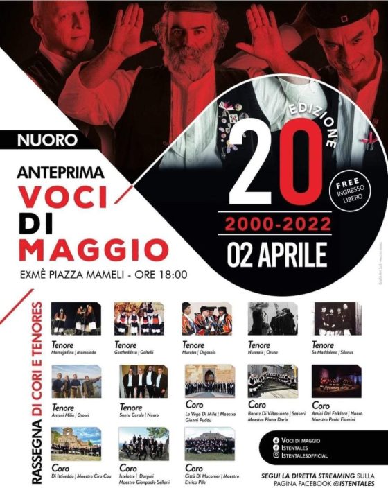 Nuoro 2 Aprile 22, Exme ore 18 presentazione della manifestazione "Voci di Maggi"