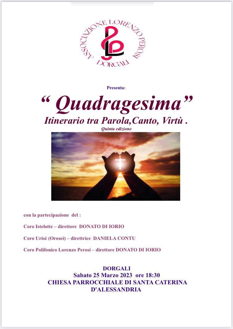 25 Aprile ore 18.30 Dorgali chiesa di Santa caterina